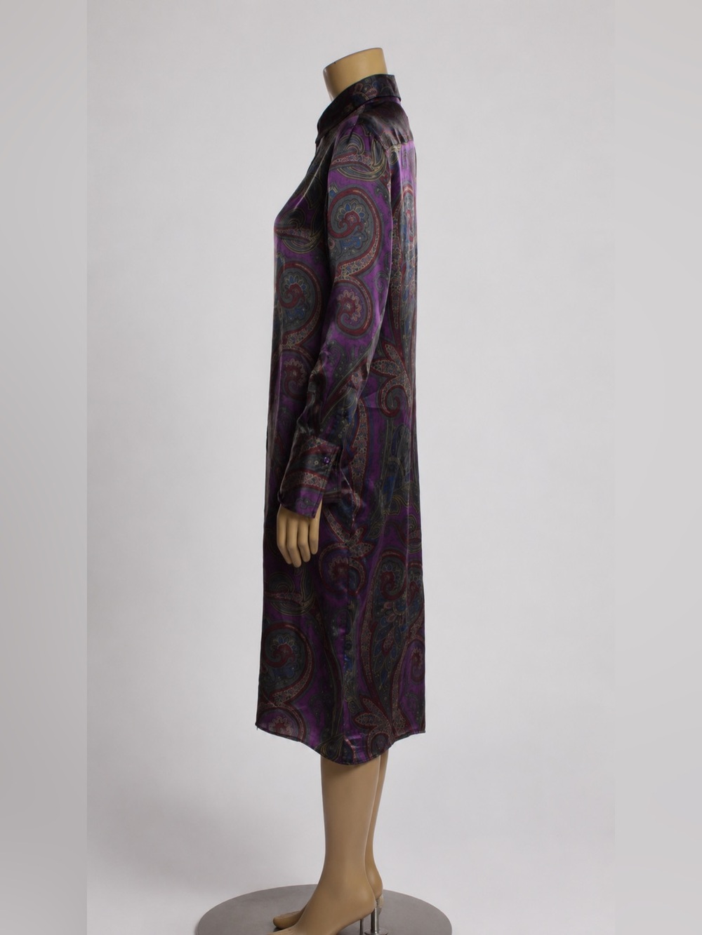 Ralph Lauren Collection Purple Label Maxi Shirt Dress Paisley Button Up Silk 4 S - Picture 10 of 12